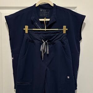 Figs Navy Blue Rafaela Top with Yola Scrub Pants